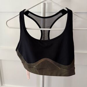 Victoria’s Secret Black and Gold Women's Sports Bra open size med